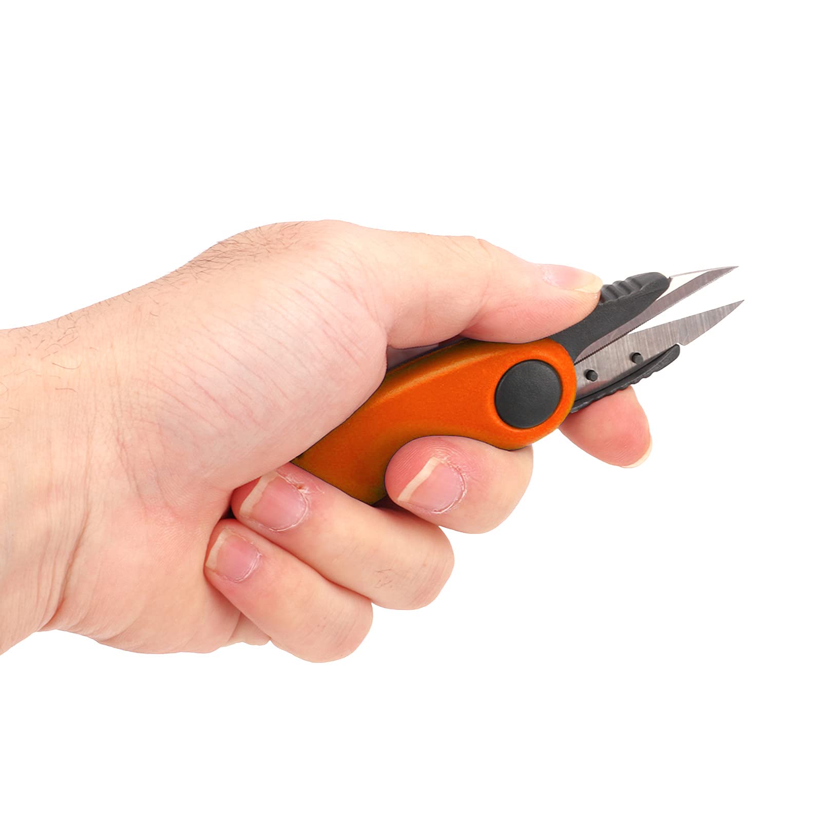 Foldable Fishing Tackle Cutter Clipper, Portable Shrimp Shaped Fishing Line Scissor, Fishing Tackle Fold Scissor, for Cutting Line with Protective Cover (2#Orange)