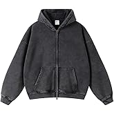 DXSHCV Acid Wash Oversized Mens Hoodies Vintage Hoodie for Men Women Streetwear Hoodies Jacket Zip Up Sweatshirt