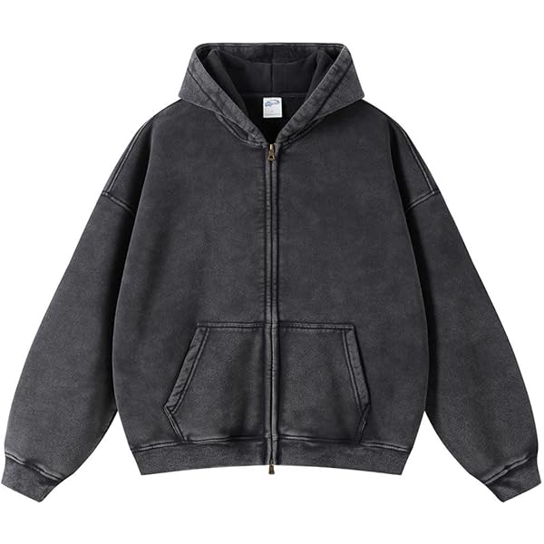 Amazon.com: Bobeutou Mens Zip Up Acid Wash Hoodie Vintage