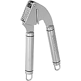 Greenco Heavy Duty Solid Stainless Steel Garlic Press, Crusher, Mincer, Including 2 Free Bonuses Inside, Silicone Garlic Peeler and a Cleaning Brush