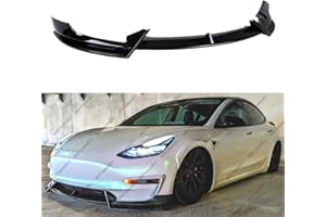 WheelX 3Pcs Front Lip Compatible with 2017-2023 Tesla Model 3, Bumper Air Dam Lower Chin Splitter Protection Body Kit Fits for 2017 2018 2019 2020 2021 2022 2023 (Glossy Black)