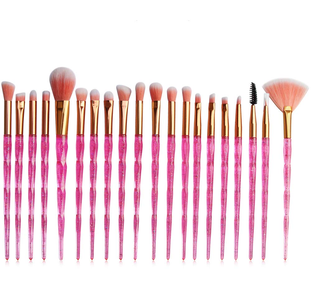 KOLIGHT 20pcs Cosmetic Makeup Brushes Set Eyeshadow Lip Brush for Beautiful Female (bright rose)
