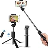 Bovon Selfie Stick Stativ mit Bluetooth-Fernauslöser Selfie-Stangen Ausfahrbar 360°Rotation, Selfiestick für iPhone X/8/8 Plus/7/7 Plus, Samsung S9/S9 Plus und alle Handys mit der Breite 5.5cm-8.5cm