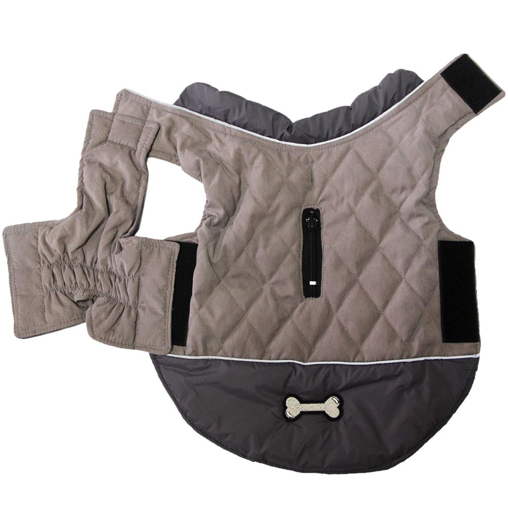JoyDaog Reversible Dog Coats for Small Dogs Waterproof Warm Puppy Jacket for Cold Winter,Grey XS