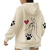KEEVICI Dog Paw Print Heart Sweatshirt for Women Pet Sweatshirts for Dog Lovers Cute Graphic Cotton Hoodies Pullover Tops