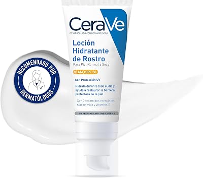 , Cerave Loción Hidratante Facial SPF 50, Crema hidratante día, 52 ml