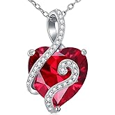 FYBIOD Infinity Heart Birthstone Necklaces for Women S925 Sterling Silver Heart Birthstone Pendant I Love You Birthday Christmas Anniversary Jewelry Gift for Her