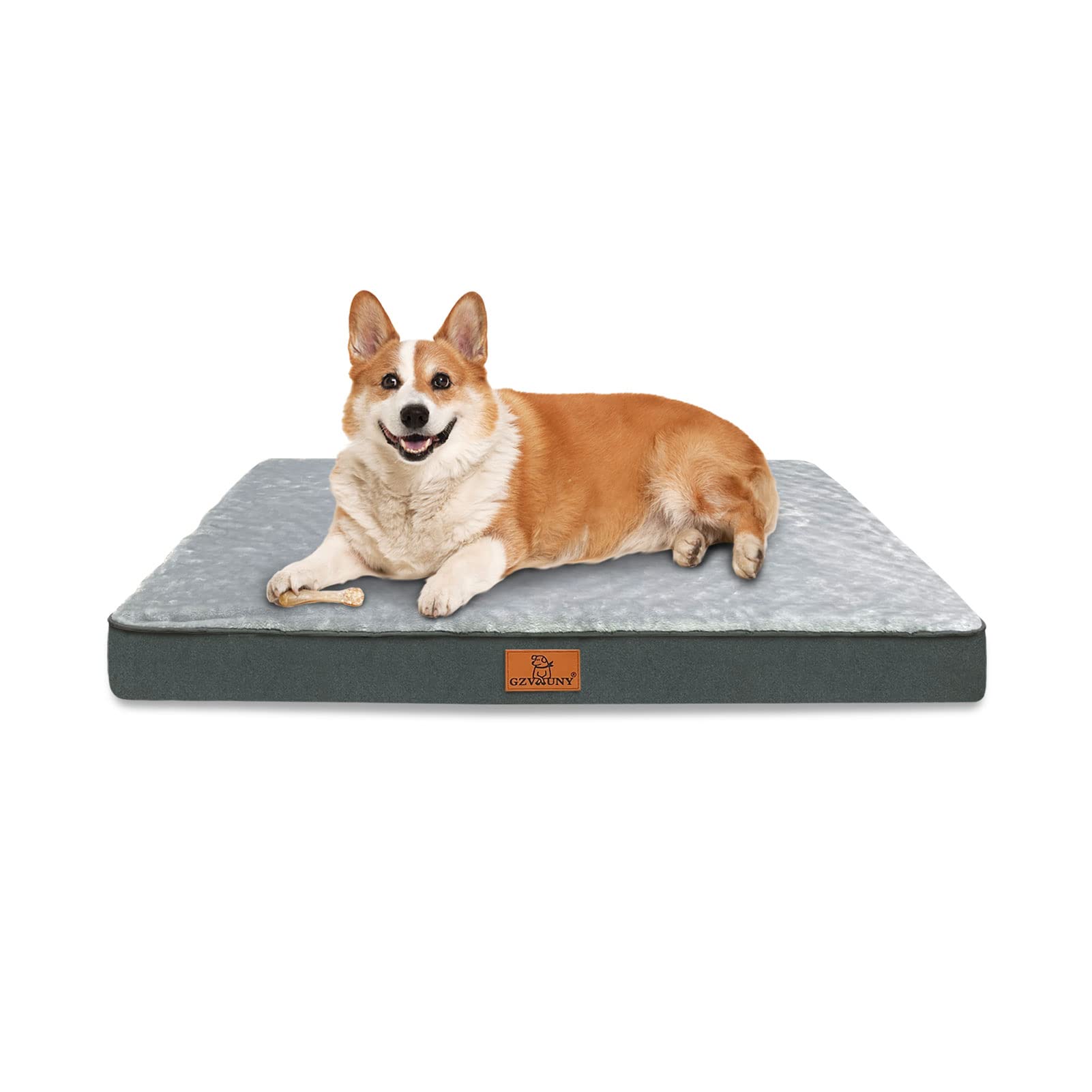 Gzvxuny Orthopedic Dog Bed for Medium, Large and Extra Large Dogs, Dog Bed with Removable Waterproof Cover, Egg Foam and Non-Slip Bottom, Pet Bed Machine Washable, Grey M(76x50x8cm)
