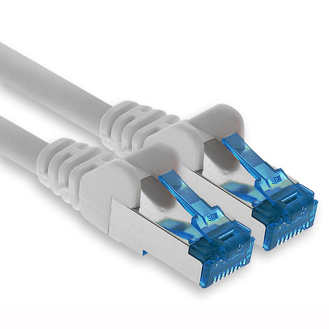 1aTTack.de Patch cable - 7.5m Ethernet, network, LAN cable CAT6a (for gigabit networks, routers, switches, modems with RJ45 input - white)