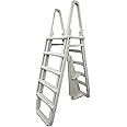 Confer Plastics 7100X Evolution 48" to 54" Adjustable A Frame Above Ground Swimming Pool Entry Ladder with Flip Up and Locking Section for Safety