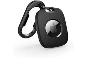 SURITCH for Apple AirTag Holder, AirTag Case with Anti-Lost Carabiner, Shockproof TPU Protective AirTag Keychain for Kids, Keys, Pets, Luggage, Bags, 1 Pack-(Black)