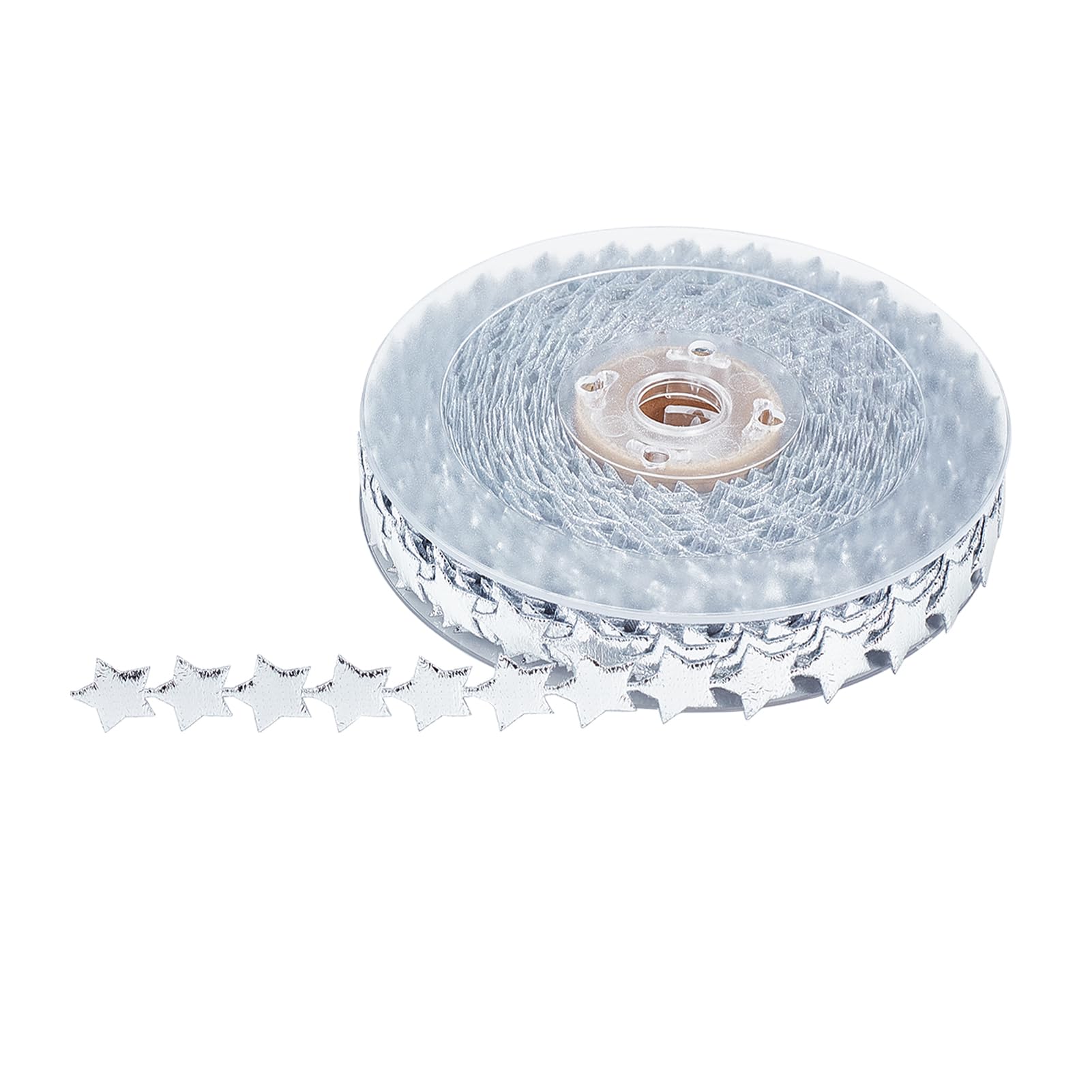 NICENEEDED 15M Silver Glitter Star Ribbon Trim, Stars Embroidered Sew on Trim Patches, Star Trimming Appliques for DIY Headband Crafts and Costume Sewing Embellishment