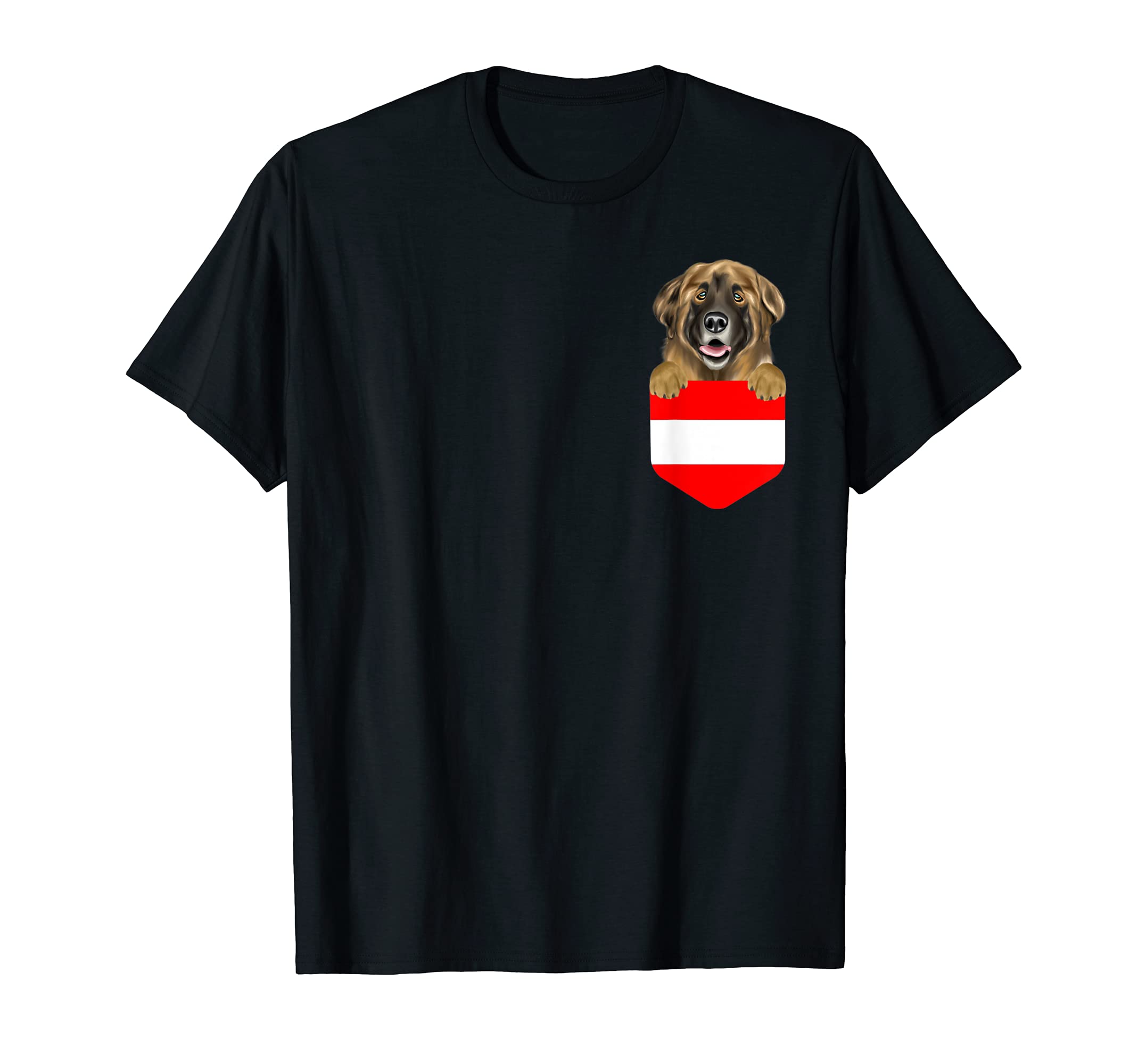 Austria Flag Leonberger Dog In Pocket T-Shirt