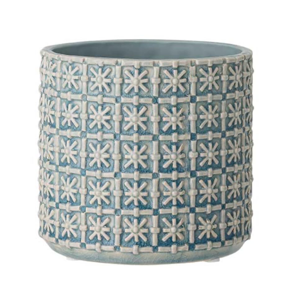 Nordring Ceramic Flower Pot Cross - colorful Planter, Pot for plants, sukkulents Size M (12,5 cm ø) Dia 5'', Stoneware, sky blue