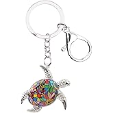 BONSNY Enamel Metal Turtle Key chains For Women Girls Gifts Car Purse bag Tortoise Pendant Charms