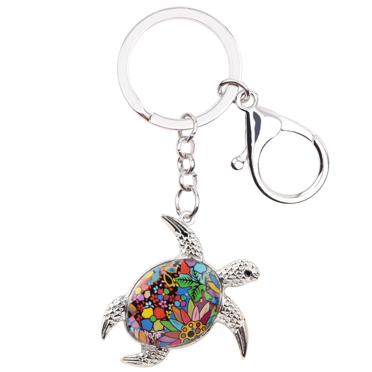 NEWEI Zinc Alloy Cute Sea Turtle Keychain Keyrings for Women Girls Purse Bag Charms (Multi)