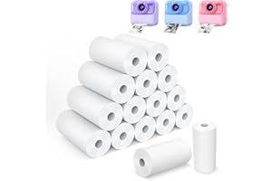 Riosin 16 Rolls Thermal Print Paper for Kids Instant Print Camera Compatible with ESOXOFFER/Dylanto/Cimizi/Himont Kids Print Camera, Photo Printer HD Thermal Printing Paper Rolls (White-16)