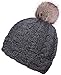 Arctic Paw WomenWinter Warm Knit Beanie Hat with Faux Fur Pompom, Charcoal