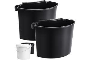 Datanly 2 Pcs Car Detailing Bucket Organizer 10.2 x 7.8 x 5.5 Inches Portable Car Washing Bucket Multipurpose Squeegee Hanging Organizer for Accessories Tool Picnic (Black)