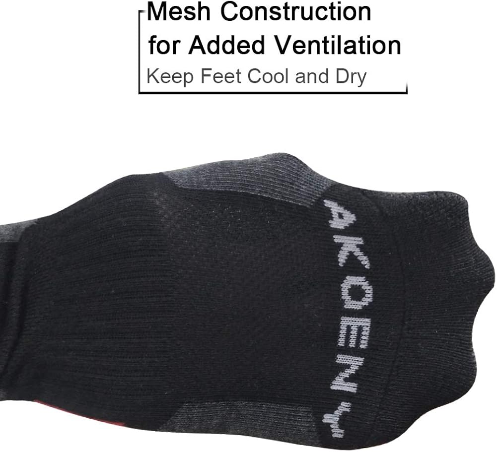 AKOENY Men's Performance Athletic Quarter Socks for Workout, Running, Sports (6 Pack): Clothing