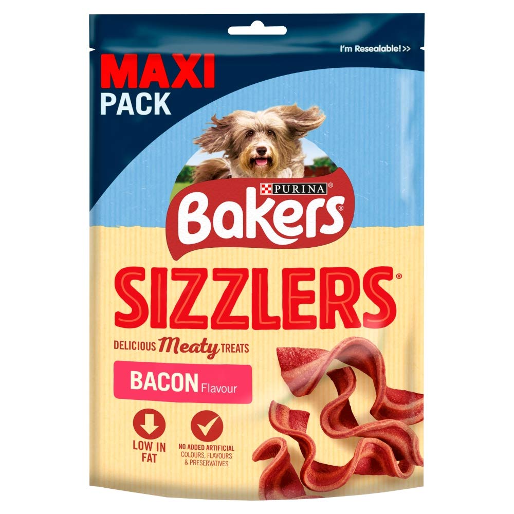 Bakers Maxi Pack Sizzlers Dog Treats Bacon Flavour, 185g