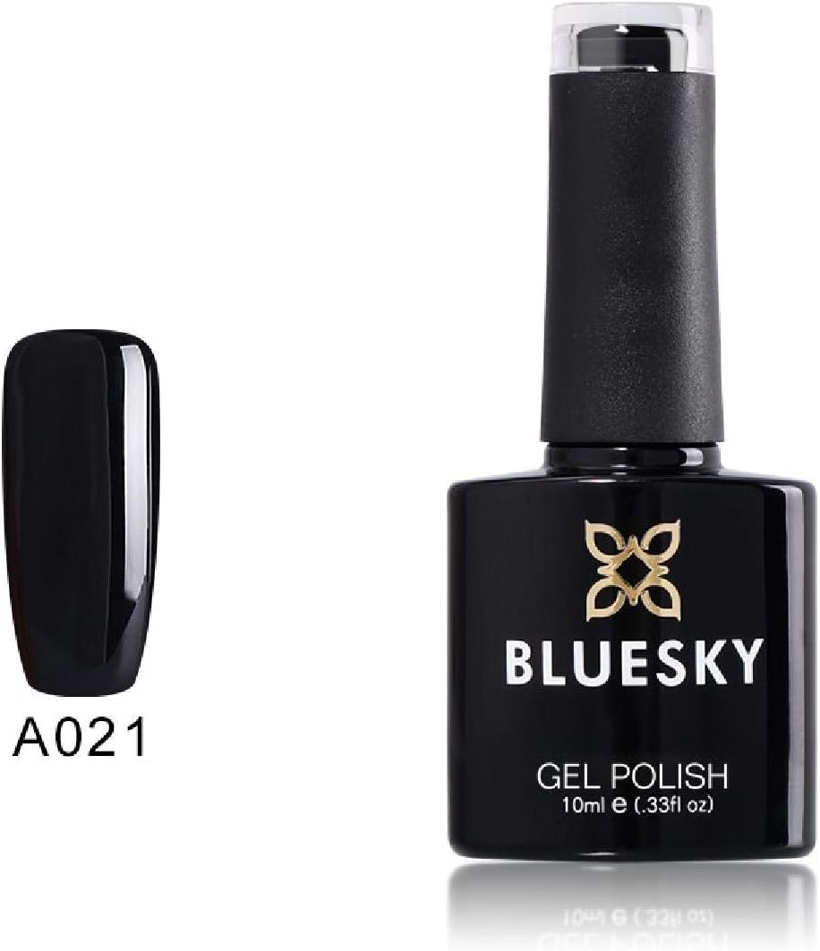 Bluesky Gel Nail Polish, Jet Black A021, Long Lasting, Chip Resistant, 10 ml (Requires Drying Under UV LED Lamp)