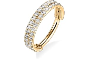 Yrogcu 20G 18G 16G 14G Single/Double Hoop Stainless-Steel Seamless-Hinged-Piercing Segment-Clicker Nose-Ring-Hoop : Diameter 6mm 8mm 10mm 12mm Cartilage Earrings