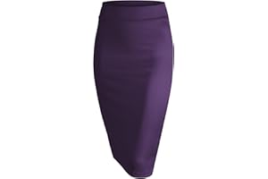 Made By Johnny Women's Premium Scuba Stretch High Waist Pencil Skirt Below Knee for Office Wear