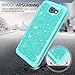 LeYi Compatible with Galaxy J7 Perx Case, (Not fit J7 2018) J7 Prime / J7 V/ J7 Sky Pro/Halo Glitter Case with Glass Screen Protector [2 Pack], Hybrid Heavy Duty Phone Case for Samsung J7V 2017 Mint