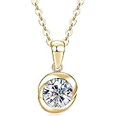 AINUOSHI Moissanite Necklace for Women 1CT - 925 Sterling Silver Moissanite Rosebud Pendant Necklace D Color VVS1 Clarity, Gold Plated Romantic Necklace Jewelry Gifts for Wife Girlfriend Mom