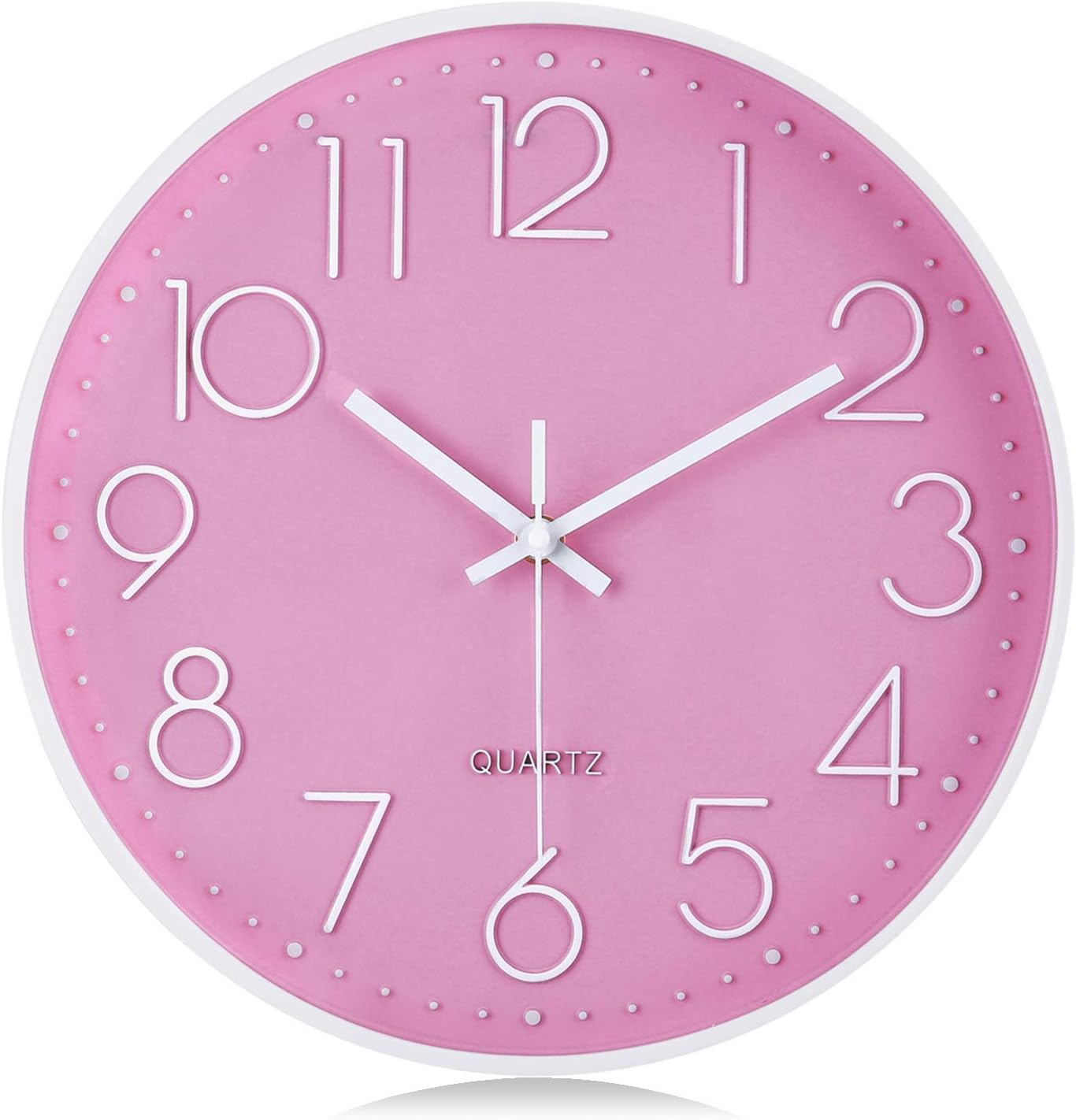 Lafocuse Modern Silent 3D Numerals Wall Clock Cute Sweet Pink Kids
