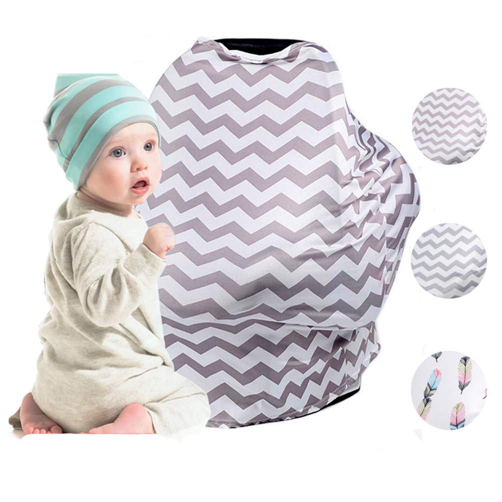 Nursing Cover Scarf,Baby Breastfeeding Car Seat Canopy, Shopping Cart, Perfect Skirt，High Chair, Stroller and Carseat Covers 6-in-1 Canopy & Nursing Cover for Boys and Girls- Best Gift for Mom