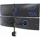 VIVO Triple Monitor Extra Tall Desk Mount for up to 49 inch Ultrawides on Center Bracket and 27 inch Screens on Side Brackets, Holds up to 44 lbs, Black, STAND-V103T