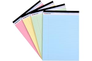 KAISA Colored Legal Pad Writing Pads 8.5x11 inch, Wide Ruled, 40 Sheets/Pad, 20lb Colored Paper, Perforated Writing Pad with Sturdy Back (4 Pads), KSU-5972
