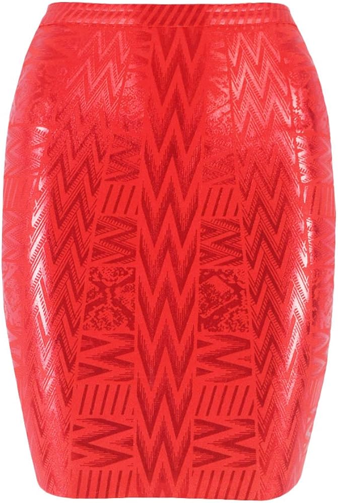 HLBandage Leather Metallic High Waist Bandage Skirt at  Women’s Clothing store
