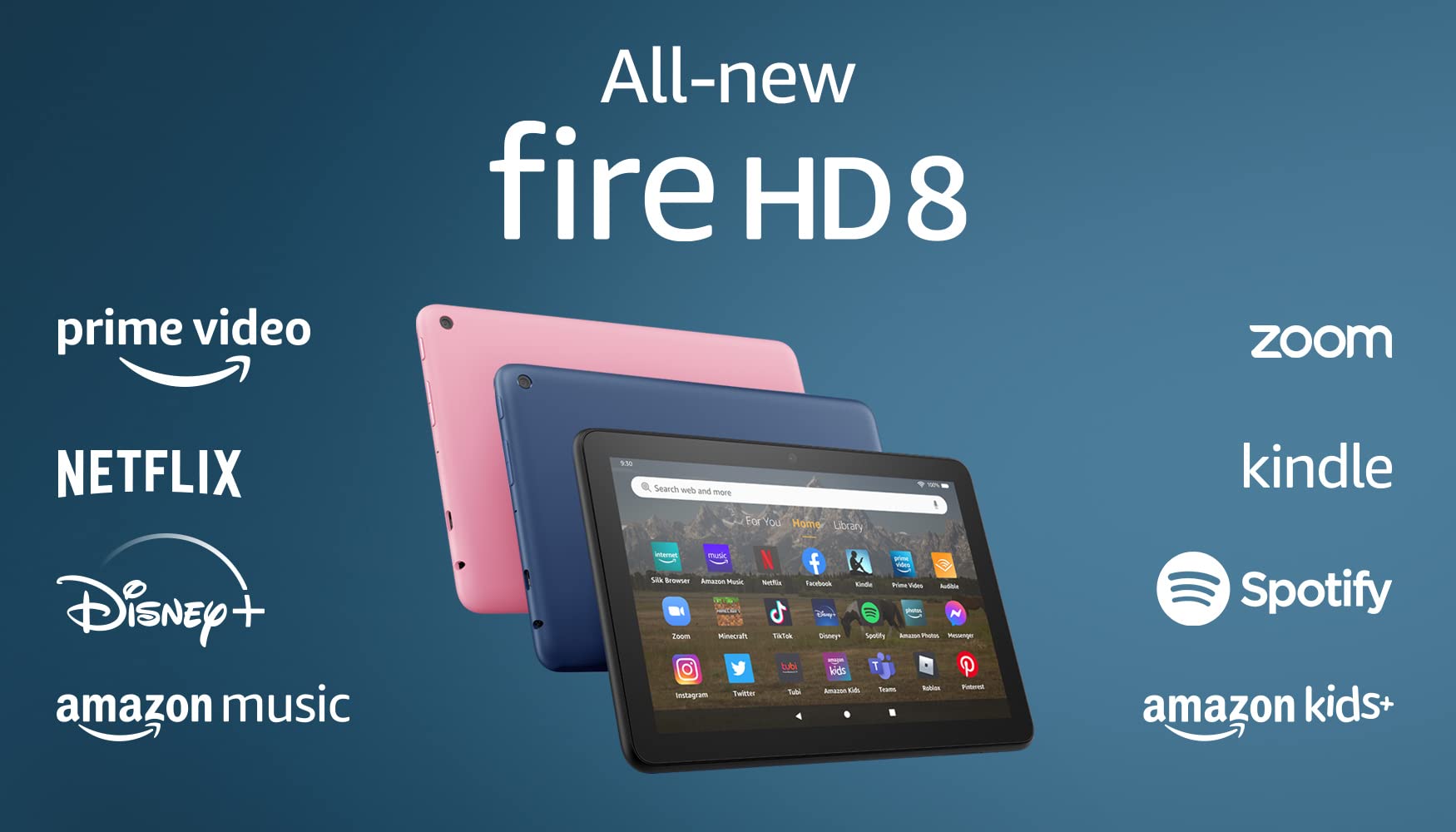 Amazon Fire HD 8 tablet, 8” HD Display, 32 GB, 30% faster processor, designed for portable entertainment, (2022 release), Black