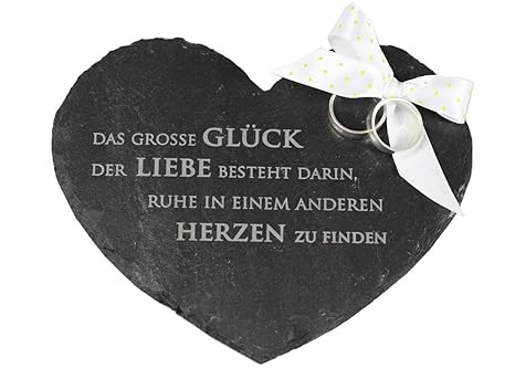 condecoro Ringkissen Herz aus Schiefer Das grosse Glück der Liebe... Ehering Kissen Kirche Standesamt Hochzeit