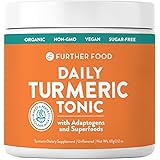 Further Food Daily Turmeric Tonic - Organic Turmeric + 7 Superfood & Adaptogen Golden Milk Blend; Makes a Perfect Turmeric Tea & Latte, Sugar-Free, non-GMO, Vegan (30-Day Supply)
