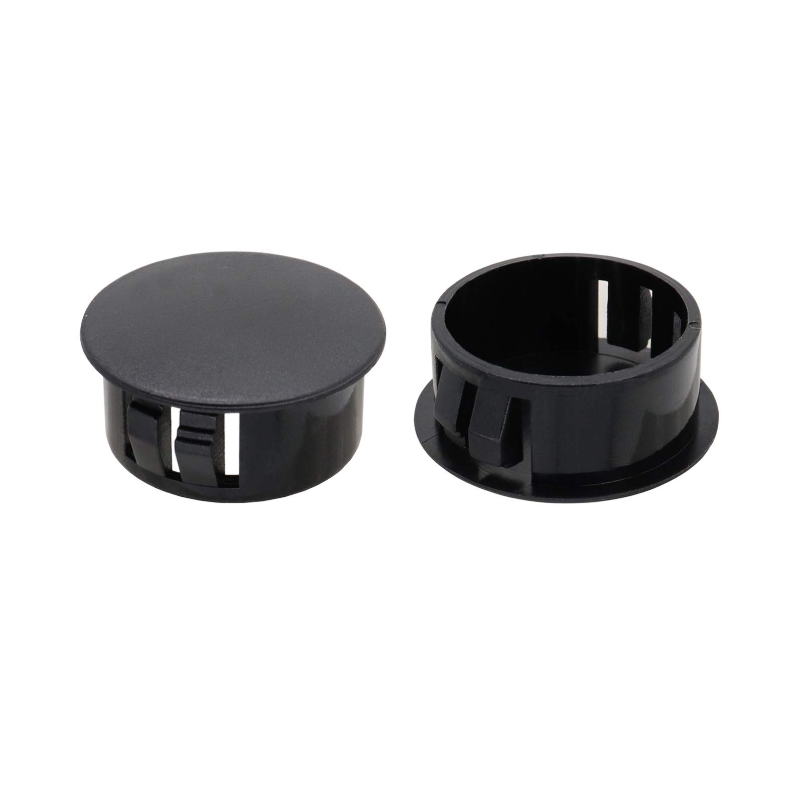 VictorsHome Hole Plugs Plastic 25mm (1") Fit for 24.5-25mm Diameter Locking Hole Tube, Flush Type Panel Insert End Caps Fastener Cover for Kitchen Cabinet Furniture Black 50 Pcs