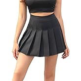 Hoerev Women Girls Short High Waist Pleated Skater Tennis Skirt