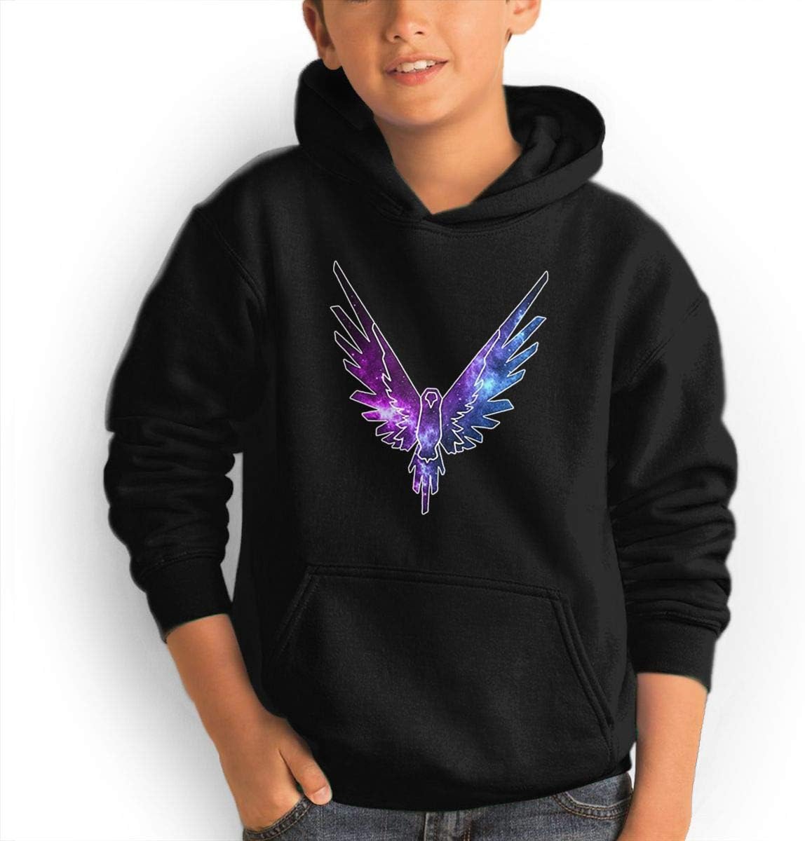 Youth Hoodie Logan Paul Parrot Logo 100% Cotton Casual Long Sleeve Sweatshirt Pullover with Pockets for Boys and Girls Black