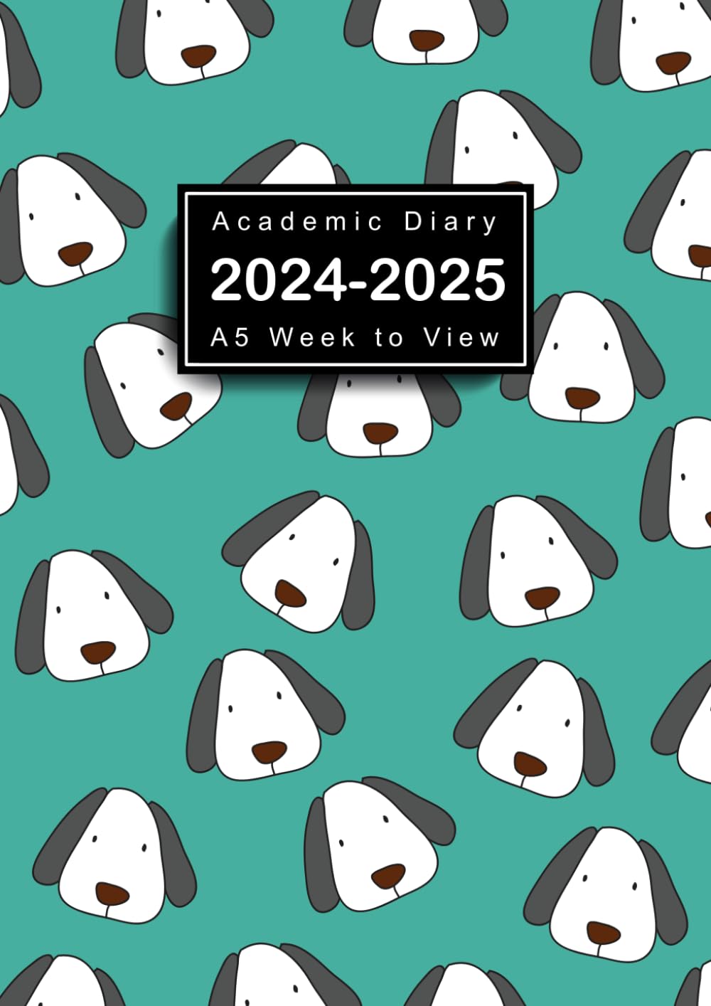 Academic Diary 2024-2025 Week to View A5: Planner from August 2024 to July 2025, 12 Months Diary, White Dog Pattern