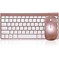 ZTZ 2.4G Mini USB Keyboard with Silent Mouse Combo for Laptop/Desktop/Table and PC, Ultra Slim Portable Mute Wireless Keyboard and Mouse Combo (USB Receiver in Keyboard) (Pink Gold)