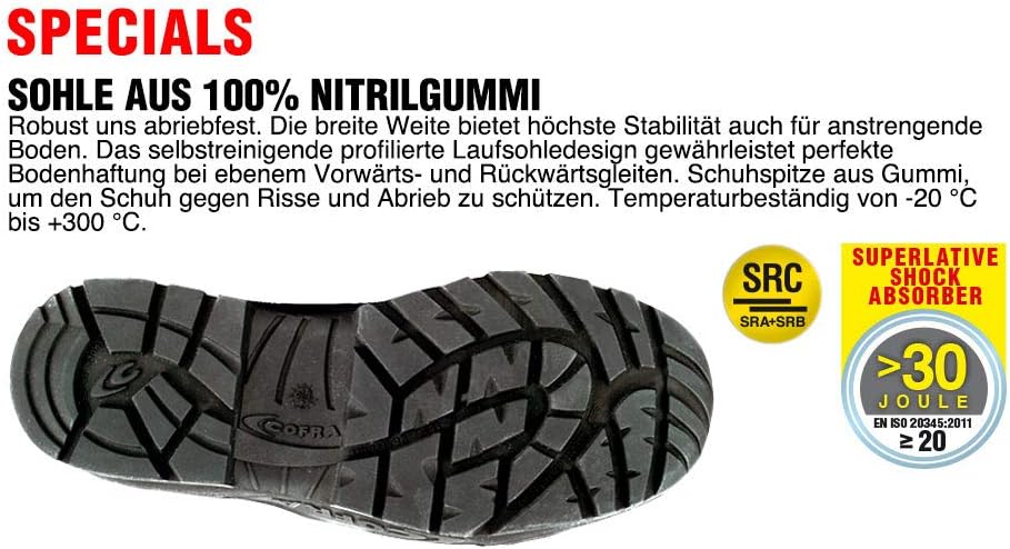 Cofra 21511-000.W43 Size 43 "Energy" Safety Shoes - Black, 43 EU - Image 3