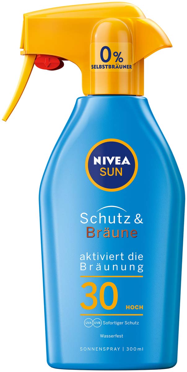NIVEA SUN Sonnenspray, Lichtschutzfaktor 30, Trigger-Sprühflasche, Schutz und Bräune, 300 ml
