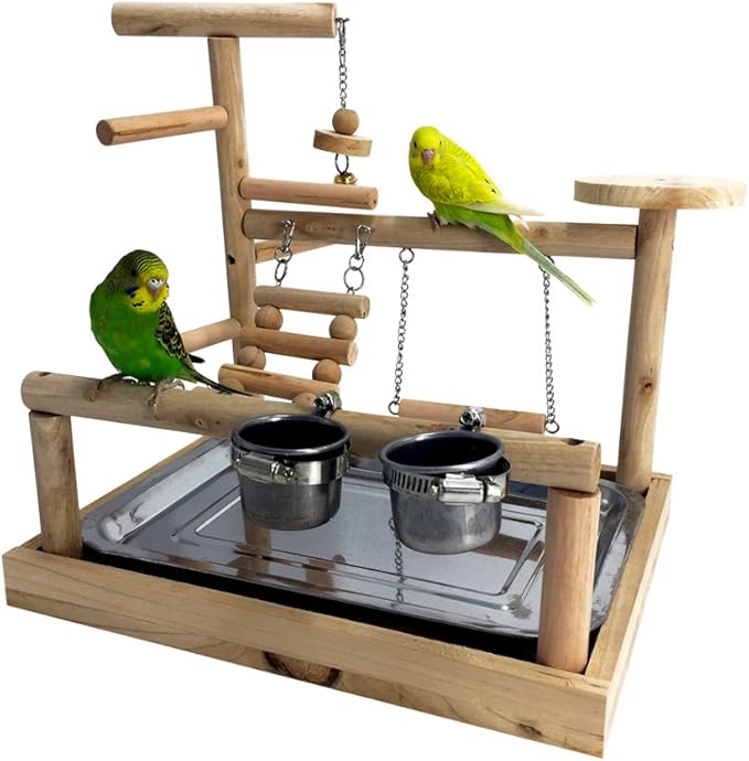 Borangs Parrots Playstand Bird Playground Wood Perch
