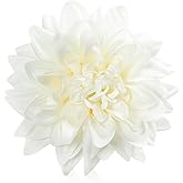 Ruaniao Silk Dahlia Artificial Flowers Bulk, 15 Pcs Fake Dahlias Flowers Heads for Craft, 3.5 Inch White Large Flower Heads Faux Flowers for Wedding Party, Home Office, Hat, Wall Decoration
