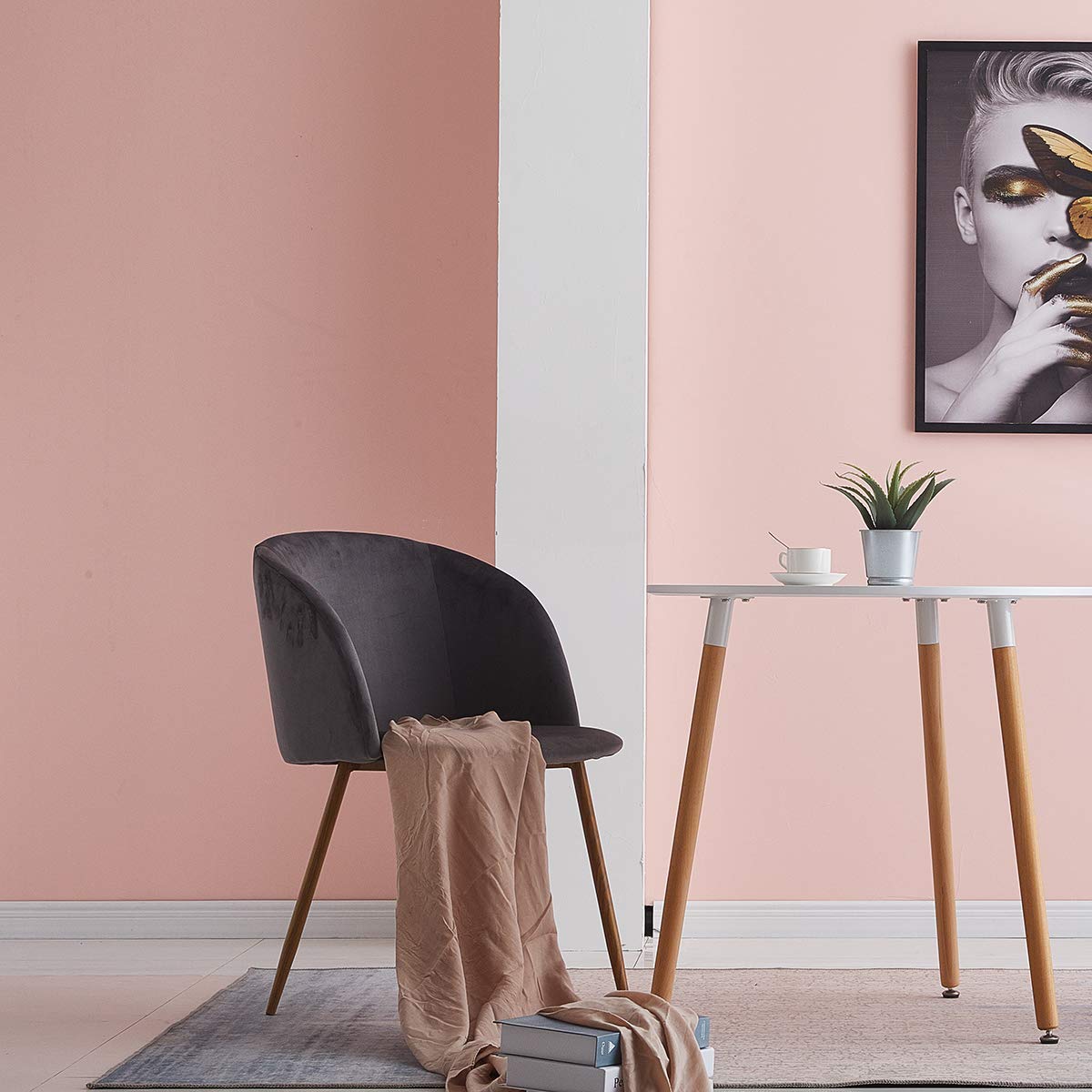 Esszimmerstuhl Küchenstühle Wohnzimmerstuhl Stuhl aus Samt Dunkelgrau