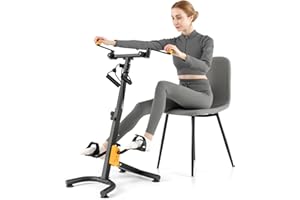 Goplus Foldable Pedal Exerciser for Seniors, Hand Arm Leg Knee Physical Therapy Exercise Bike w/Adjustable Height, Handgrip, 