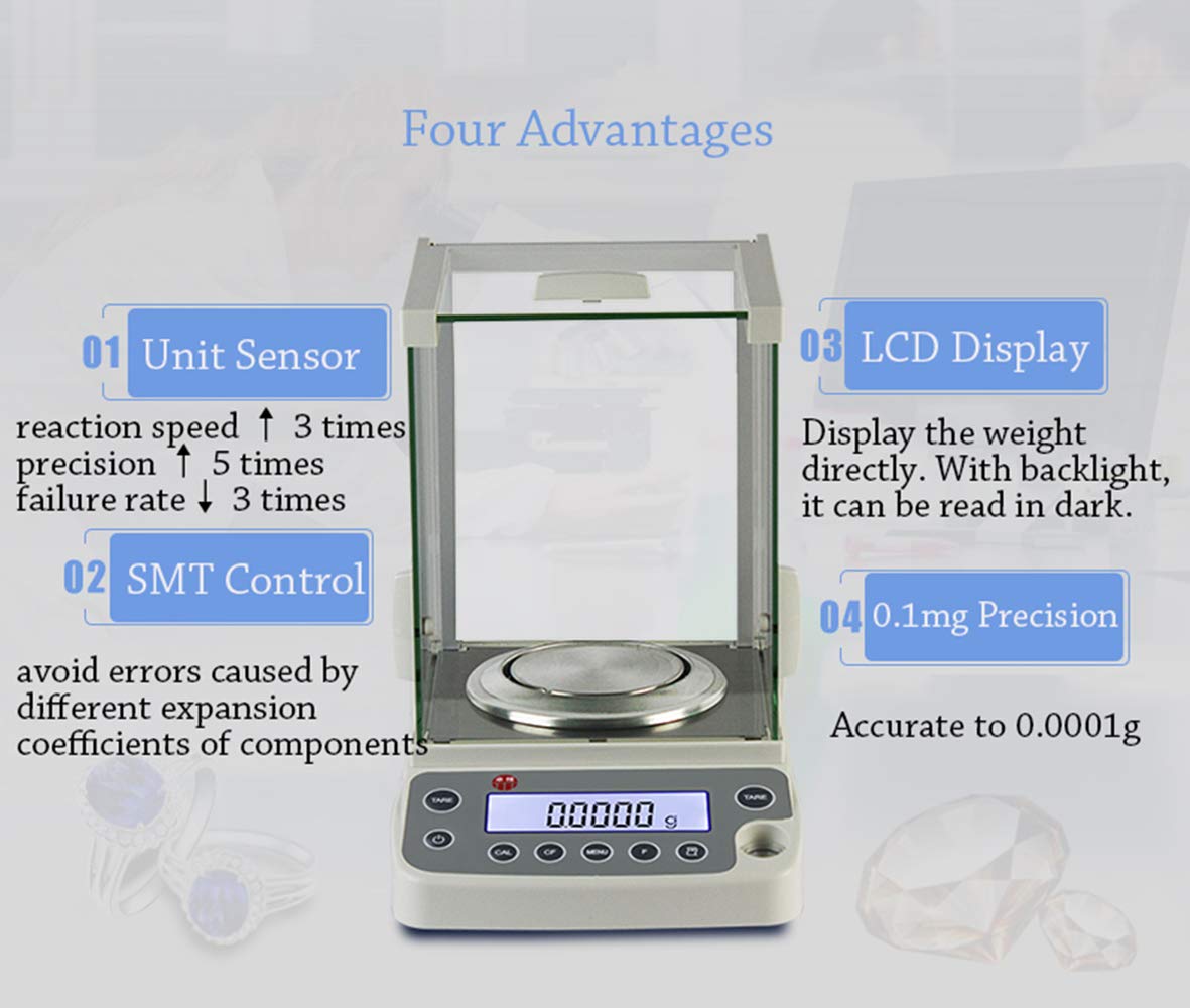 Hanchen Electronic Analytical Balance, 0.1mg 220g Precise Digital Scale